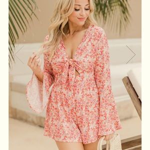 (NWT) Pink Lily Floral Romper